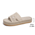 Moodne naturaalne &otilde;lg heegeldatud v&otilde;rk pl&auml;tud sandaalid naine vintage espadrillid muulad daamid paks tald linane l&otilde;uend suss suvepuhkuse king 36 beež