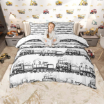 Homewish Laste Multikate Auto Tekikott Komplekt 2tk/3tk, Armas Rong Veoauto Traktor Voodipesu, Transporditeemaline Voodikomplekt UK S 135x200cm 2pcs&set