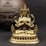 Antiikne neljak&auml;eline Avalokiteśvara Bodhisattva kuju Lauakaunistused Tiibeti kaitsep&uuml;haku kujukesed Kodu kaunistused K&auml;sit&ouml;&ouml; 1pc