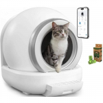 KITTY - Liti&egrave;re autonettoyante pour chats 65 L d&eacute;montable et lavable - Connectivit&eacute; APP- 57 x 50 x 53 cm valge