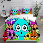 Uus 3D-tr&uuml;kiga m&auml;ngu Sprunki voodipesukomplektid Voodikate Tekikate Tekikate Padjap&uuml;&uuml;r 2-3 osaline komplekt Laste T&auml;iskasvanute Magamistoa Kaunistus US Twin(172x218cm)