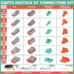 236 tk Saksa pistikukomplekt press tangidega, 2-12 pin-iga veekindlad auto pistikud, sisaldab eemaldust&ouml;&ouml;riista ja 14-20 AWG klemmid 236PCS