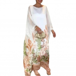 Pikk kleit Elegantne lillemustriga maksikleit nahkhiirevarrukatega Ebaregulaarne &auml;&auml;ris naistele pidudeks kuup&auml;evadeks, erilistel puhkudel avar M roheline