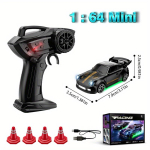 1:64. skaala miniatuursed RC autod 4WD laua driftiauto 2,4 GHz puldiga Laste m&auml;nguautod J&otilde;ulu- ja s&uuml;nnip&auml;evakingitused Peo meened lastele must