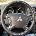 for Mitsubishi Pajero 2007-2014 Galant 2008-2012 Hand-Stitched Black Leather suede Car Steering Wheel Cover 4