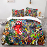 Moodne tekikoti kollektsioon Teismeliste stiil Pilt T&auml;navasein Graffiti Graafiline V&auml;rviline disain Kunstiteos Tr&uuml;kk Hip Hop Voodipesu kollektsioon King AU Single(140x210cm)