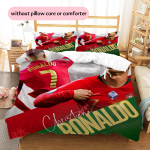Cristiano Ronaldo Mustriga Voodipesu Tekikott Komplekt Kodu Kaunistus Kingitus (1 * tekikott + 2 * padjap&uuml;&uuml;r ilma t&auml;idiseta) 135x200cm