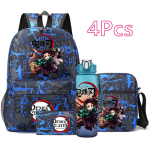 4 tk/komplekt Anime Demon Slayer Tr&uuml;kitud Seljakott Suure Mahutavusega Raamatukott &Otilde;lakott Kohver kott 750 ml veepudeliga Poiss T&uuml;druk Veekindel Raamatukott
