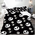 The Nightmare Before Christmas Tekikott Padjap&uuml;&uuml;r Voodipesukomplekt T&auml;iskasvanud Poiss T&uuml;druk Magamistoa Kaunistus Lapsed &Uuml;hekohaline Kahekohaline Suur Suurus AU Single(140*210cm)3pcs