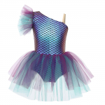 T&uuml;drukute Baleriinituunikleit &Uuml;he &otilde;laga Varrukateta Merineitsi Kalasoomuste Prindiga Camisole Trikoo Halloweeni Tantsukost&uuml;&uuml;m 5-6 Years lilla