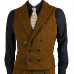 Meeste &uuml;likonna vest kalasabamustriga tweed, kitsa l&otilde;ikega, varrukateta, pulmadeks XS（old） oranž