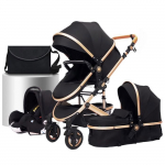 BAZARLAND30 Poussette 3 en 1 B&eacute;b&eacute; Combin&eacute;e Si&egrave;ge-Auto Nacelle Trio R&eacute;versible R&eacute;glable Haute Qualit&eacute; Roues increvables Canne noir must
