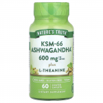 Nature's Truth, KSM-66 Ashwagandha, l-teaniin, 60 kaetud tabletti