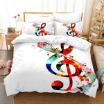 Muusikam&auml;rkide Voodipesu 3-osaline Komplekt Kuninganna Suurused Mugav &Ouml;koloogiline Lastele Teismelistele T&uuml;drukutele K&otilde;igile Muusikas&otilde;pradele Maga Meloodias EU Single 135x200cm