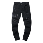 LUXEON Mood Ameerika High Street Aukude ja Plaastritega Trendikad Retro Sirged ami Denim P&uuml;ksid 34 black