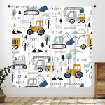 Multikate Autokardinad Poiste Magamistuba V&auml;rviline Ehitus Traktor Transpordivahendid Linna Liikluskaardid Mustriline Pol&uuml;ester Dekoratsioon AknaKate W100*H130(CM)-Rod Pocket&2PCS gray