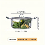 Elektripliidiga &uuml;hilduv suur roostevabast terasest k&auml;epidemetega klaasist supipott &ndash; tihendav kaas maitsvate hautiste ja muu jaoks 2.5L