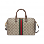 Gucci Ophidia GG Supreme Bostoni kott Beež Pruun Nahk Kuldne Topelt-G Riistvara Duffel Reisi K&auml;ekott Naistele Igap&auml;evaseks S&otilde;iduks 772065-96IWG-8745 Basic Set (Bag+Dust Bag)