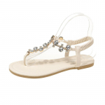 Naiste Rhinestone Gladiator T-rihmaga sandaalid Lamedad suvekingad Libisemisvastased naiste boheemlaste rannasandaalid Bling Flip Flops 36 beež