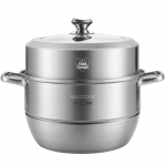 MAXCOOK 36cm 304 roostevabast terasest kahekordne aurupott