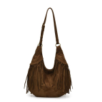 Vintage Suede Disainiga K&auml;ekott Naistele Suure Mahutavusega Luksuslik Tupsudega Kaunistatud Crossbody Kotid Moekad Vabaaja Shopper Kotid kohv