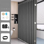 Veekindel Paks Linane Kokkupandav Kardin Hallituskindel &Uuml;hev&auml;rviline Du&scaron;ikardin Sobib Du&scaron;ikardinateks Vannitubades (Grey,W80xH180cm) hall