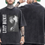 Limp Bizkit Vintage Pesitud &Uuml;lem&otilde;&otilde;duline T-s&auml;rk Naistele Meestele Gooti ja Hip Hop Elementidega L&uuml;hikeste Varrukatega Trendikas Naiste Meeste R&otilde;ivas XL gray