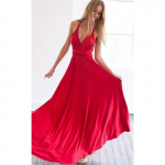 Seksikad naised, mitmesuunaline kabriolett Boho Maxi Club, punane kleit, side, pikk kleit, pidulik kleit, pruutneitsid, l&otilde;pmatus, pikkade kleitidega naisterahvas S punane