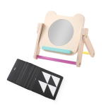 Puidust Montessori m&auml;nguasjad beebidele Peegel K&otilde;huli oleku aeg Imiku peegel Must-valge kontrast Visuaalne stimulatsioon Sensoorse arengu m&auml;nguasjad white