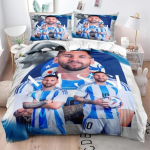 Jalgpall Messi Tekikate T&auml;ht Laste Tekikate K&otilde;ik Aastaajad 2/3tk Voodipesu Komplekt Teismelistele Jalgpalli F&auml;nnidele Kingitused 135x200cm blue