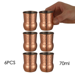6 tk Minikujuline haamermuster Moskva Muuli kruus Espresso kruusid Shot-klaasid: Armsad 2 oz kruusid minibaari jaoks | Komplekt 6 tk - Vaskkattega 60-70ml brown
