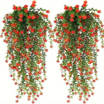 3 tk, Kunstlikud Riputatavad Taimed V&otilde;lts Riputatav Taim Faux Eukaliptileht Rohelus Viinapuu V&auml;litingimustes UV-kindel Plastikust Taimed (Orange,3pcs) oranž
