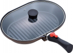Wahei Freiz Marone Chef Ovaalne Praepann Kalale ja 22 x 32 Induktsioonpliidiplaadile Eemaldatav Teemantpann/Grill Praebifsteegid, cm, &Uuml;hilduv, K&auml;epide, Kaas, pruun