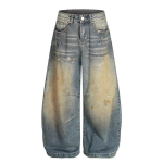 Retro Pesatud Hall Lai Jalgadega Denim P&uuml;ksid Meestele Naistele L&otilde;tv L&otilde;ige Streetwear Stiilis Kollektsioon Small sinine