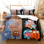 Gumballi h&auml;mmastav maailm Gumball & Darwin HD Prindiga Voodipesukomplekt Tekikott + 2 Padjap&uuml;&uuml;ri Pol&uuml;ester Poiste T&uuml;drukute Toa Dekoor 140x200cm