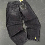 Ameerika Kottis Lai Jalg Must Teksap&uuml;ksid &Uuml;le suurusega Naiste T&auml;navakunst Vabaaja Denim P&uuml;ksid Paarip&uuml;ksid Vintage Streetwear S gray