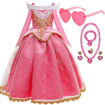 Unetev&otilde;lu printsess Aurora kleit t&uuml;drukule Cosplay Paljaste &otilde;lgadega Laste kingitused Peen peokleit t&uuml;drukule Beebi peene pitsiga kleidikomplekt 5-6T(tag 130) pink