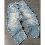 Streetwear Jeans Y2K Naiste P&uuml;ksid Harajuku Hip Hop T&auml;he Tikand Vintage Sinised Kottis Jeansid K&otilde;rge V&ouml;&ouml;koht Lai Jalg P&uuml;ksid XL