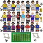 Klotsid Jalgpallit&auml;htede Minikujude Komplekt - Messi, Ronaldo, Pele, Bale Klotside Mudel Jalgpalliv&auml;ljaku Stseen M&auml;nguasi Loov Montaaž Laste Kingitus Set H