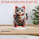 1 tk Boheemlase stiilis Maneki Neko &otilde;nnekassi kujuke, Valmistatud akr&uuml;&uuml;list, 2D tasaprint, &Otilde;itsengu ja &otilde;nne s&uuml;mbol ZX-20 gray