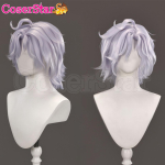 CoserStar-SR GenshinImpact Mitya Cosplay Kost&uuml;&uuml;m Riietus Karneval Halloween Anime M&auml;ng Rollim&auml;ng &Uuml;likond Parukas Kingad S gray