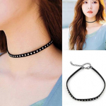 Naiste Vintage Rivet Punk Chain Collar Choker must flokeeritud riidest kaelakee One Size