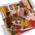 Huacani t&auml;is&uuml;mmargune puur 5D DIY teemantmaal Kassitoit 3D Tikand Ristpistes Loom 5D Kodukaunistuse kingitus Full Round 20*30 cm