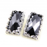 Les Tr&eacute;sors De Lily [G2824] - Boucles Argent 'Sappho' noir must