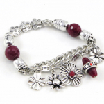 Les Tr&eacute;sors De Lily [G7787] - Bracelet Cr&eacute;ateur 'Capucines' rouge punane