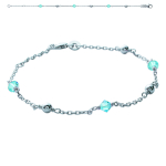 Les Tr&eacute;sors De Lily [J3074] - Bracelet Argent 'Clara' turquoise argent&eacute; (rhodi&eacute;) - 4 mm t&uuml;rkiissinine