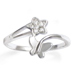 Bague Argent 'Scarlett' blanc argent&eacute; (rhodi&eacute;) - 13x7 mm 52 valge