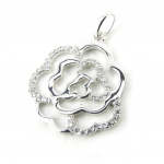 Les Tr&eacute;sors De Lily [N0314] - Pendentif Argent 'Rosa Romantica' blanc h&otilde;be