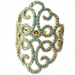 Bague plaqu&eacute; or 'Navajos' turquoise dor&eacute; 60 t&uuml;rkiissinine