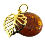 Les Tr&eacute;sors De Lily [P3337] - Pendentif Argent artisanal 'Inspiration' Ambre cognac dor&eacute; - 15 mm pruun